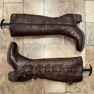 Collections Bulle Brown Leather Knee High Boots Buckle Detail EU 36
